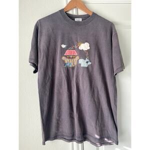 Vintage Unisex Embroidered Gray Noah's Ark Bible T-Shirt 100% Cotton | Large